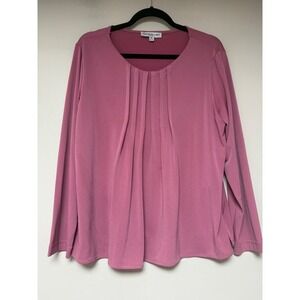 Southern‎ Lady Petite Pink Pleated Long Sleeve Tunic Top Women's PL